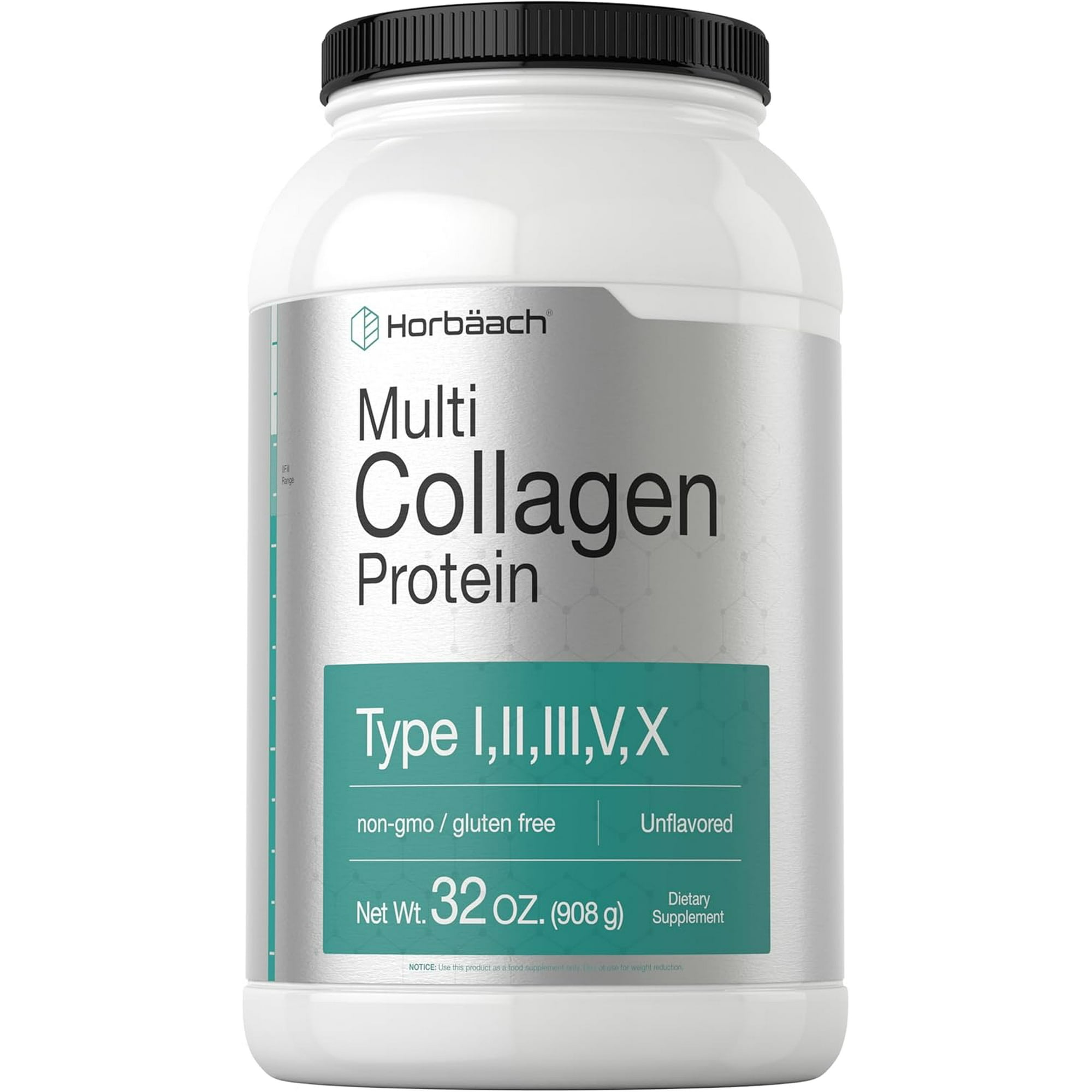 Multi Collagen Protein Powder 32 oz | Type I, II, III, V, X | Non-GMO, Gluten Free | by Horbaach