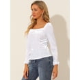 thumbnail image 4 of INSPIRE CHIC Blouse en Velours à Col Carré et Manches Longues pour Femmes, 4 of 6