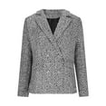 thumbnail image 3 of VINUSLI Women's Tweed Blazer Lapel Double Breasted Fashion Blazers Casual Elegant Long Sleve Business Jackets Gray,XXL, 3 of 6