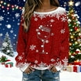 thumbnail image 4 of Womens Festive Knit Pullover Sweater Cozy Ribbed Texture Casual Winter Holiday Top Soft Yarn Fashion Crewneck, 4 of 5