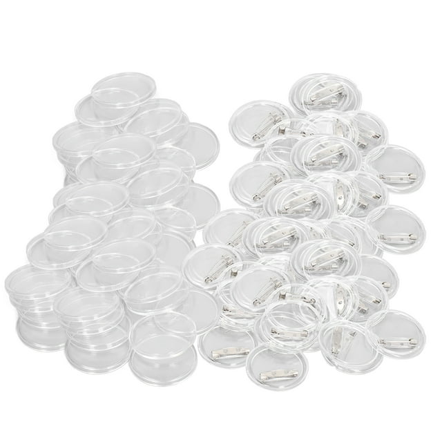 EOTVIA 100 Ensembles Badge Bouton Clair 1.7 Po Réutilisable Résistant à l'Usure Design Acrylique Badge Bouton pour Projets Scolaires DIY, Badge Bouton
