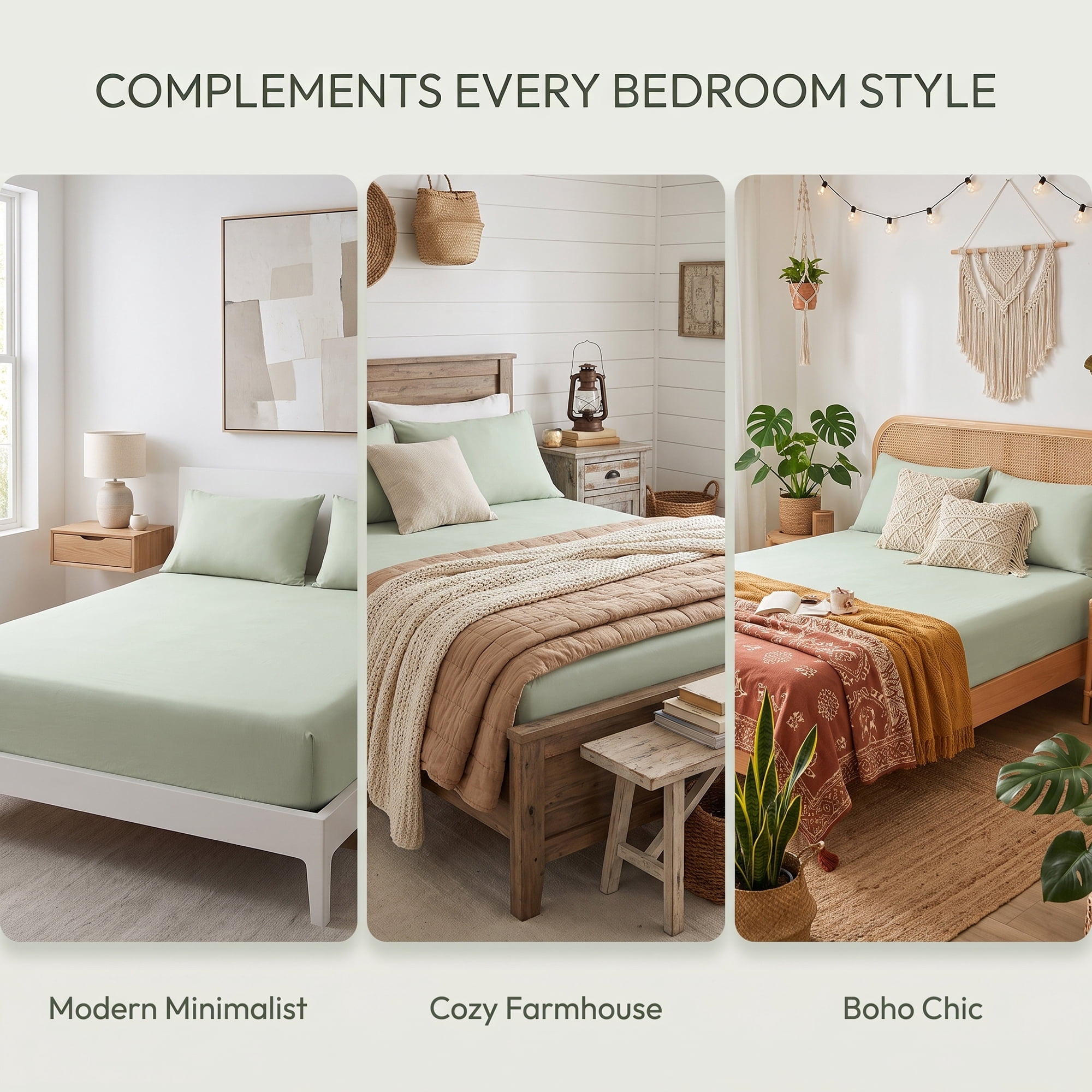 Unique Bargains Fitted Cotton Bed Sheets Breathable for All Seasons 59.8"x79.9" Green