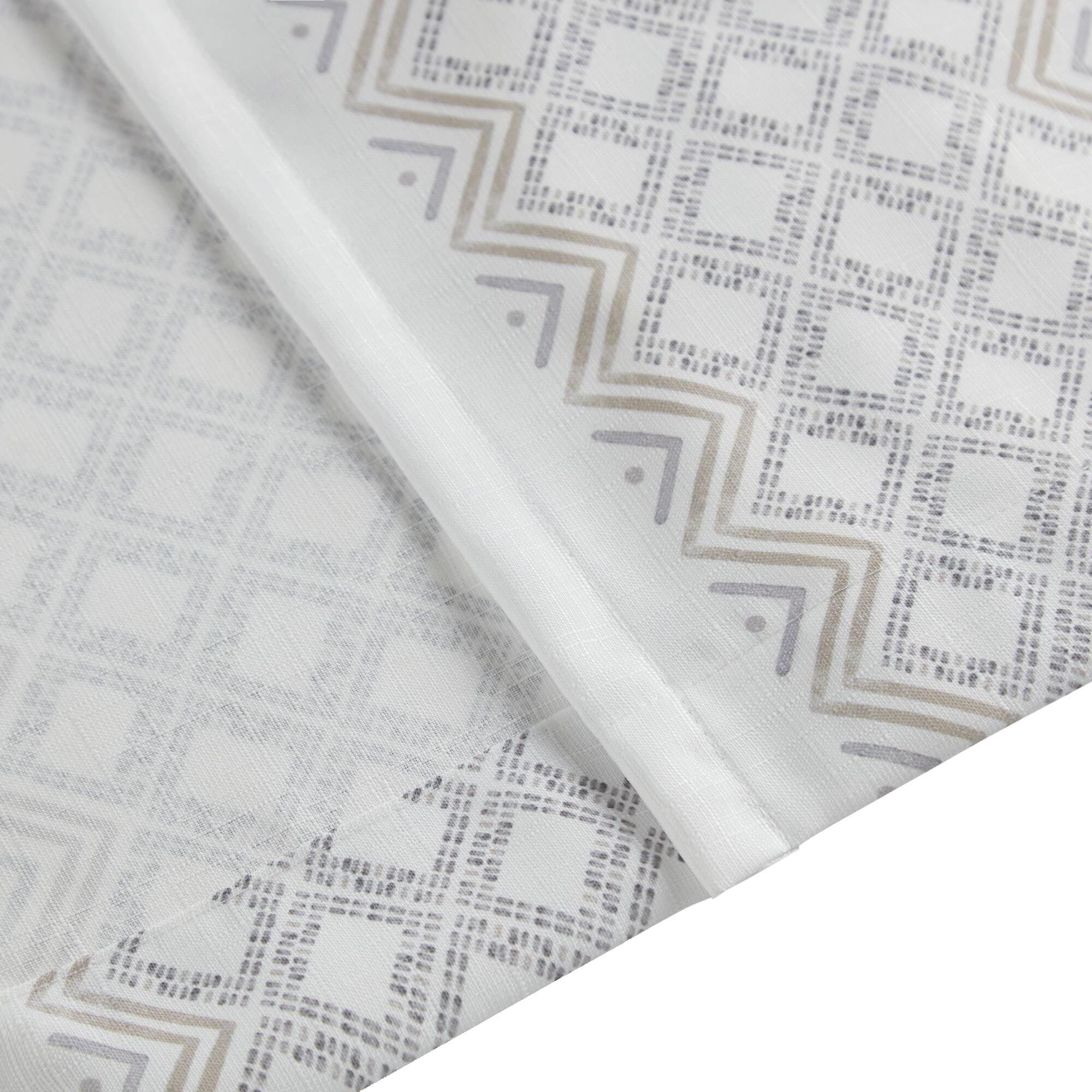 MAYEERTY 50x95" Poly Printed Curtain Panels (2-Pack) - Tufted Stripe, White/Taupe