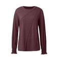 thumbnail image 3 of Women's Long Sleeve Pleated Crew Neck Blouse - 82% Polyester Business Casual Top, 2024 Trendy - S-XXL Sizes, 3 of 7