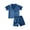Blue, variant on Kids Toddler Baby Girl Boy Satin Pajamas Set Short Sleeve Button Down Pajama Shirt Top+Shorts Bottoms Sleepwear Outfits