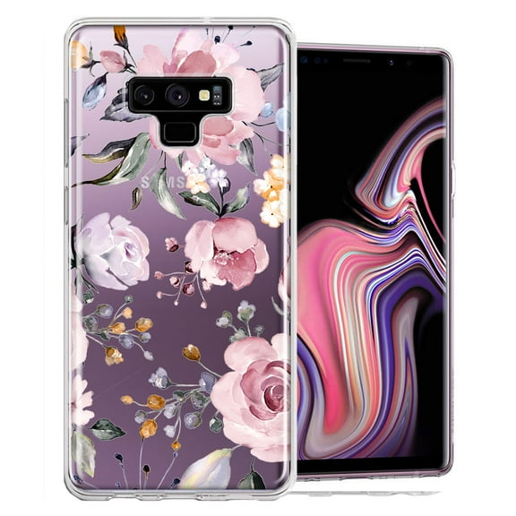 MUNDAZE Case For Samsung Galaxy Note 9 Soft Pastel Spring Floral Flowers Blush Lavender Phone Cover