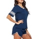 thumbnail image 2 of Pijama de manga corta para mujer, ropa de dormir suave, conjunto de pijama con parte superior y pantalones cortos Adepaton CJWUS-1747, 2 of 6