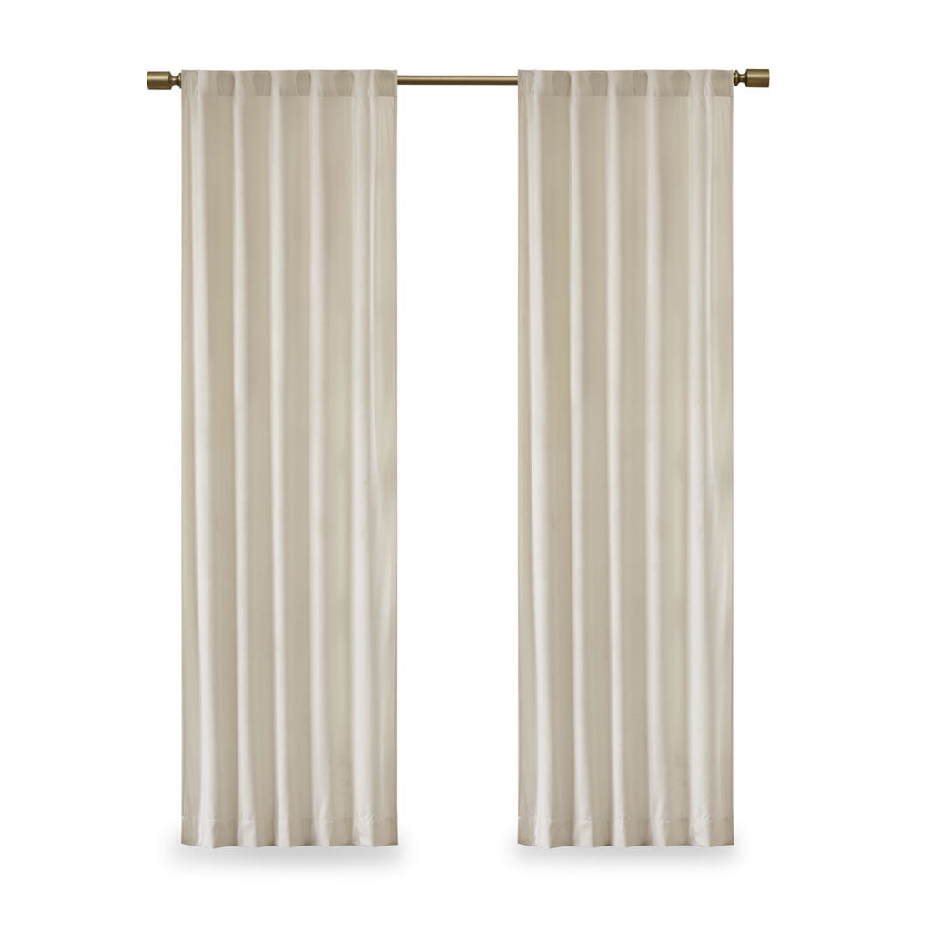 Room Darkening Metallic Printed Poly Velvet Rod Pocket/Back Tab Window Panel Pair Ivory 37x84"