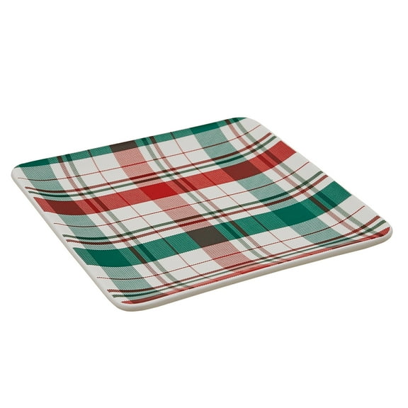 Split P Green Winter Plaid Plate Set of 4
