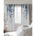 thumbnail image 3 of Blue Eucalyptus Leaves Blackout Curtains, Light Blocking Print Window Curtains, Summer Farmhouse Botanical Thermal Insulated Window Drapes for Living Room Kitchen Cafe 2 Panels, 84"W x 63"L, 3 of 9