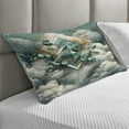 thumbnail image 2 of Ambesonne Eucalyptus Leaves Quilted Pillowcover, Rhombus Clouds, 30" x 20", Grey Teal Earth Yellow, 2 of 2