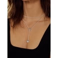 thumbnail image 2 of Silvora Silver Lariat Necklaces for Women Trendy Drop Heart Pendant Y-Necklaces Stainless Steel Long Chain Elegant Jewelry Gifts for Granddaughter Sister Christmas, 2 of 6
