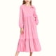 thumbnail image 1 of Vestido infantil de poliéster de manga larga, cuello redondo, bolsillos laterales y falda larga., 1 of 6