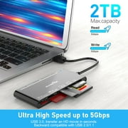 USB SD Card Reader, TSV 7-in-1 Smart Card Reader, 5Gbps Multi USB Card Reader/Writer SD Card Reader for Windows, Mac OS