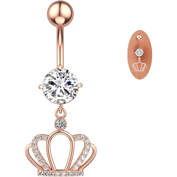 10mm Dangle Belly Button Rings for Women Belly Piercing CZ Inlaid for Women Jewelry
