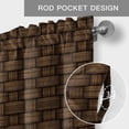 thumbnail image 6 of Dark Brown Rattan Farmhouse Short Window Curtain Valances, Vintage Abstract Wicker Texture Rod Pocket Kitchen Valances for Living Room Bedroom Bathroom Cafe 54" x 18", 6 of 8