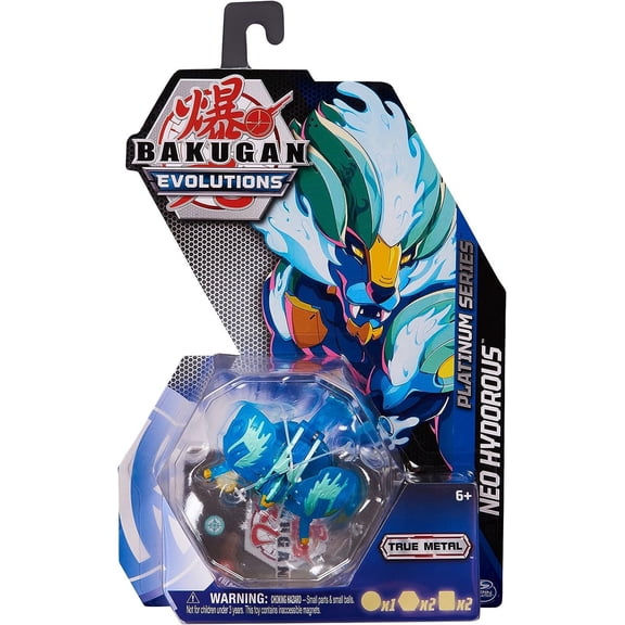 Bakugan Evolutions Neo Hydorous Platinum Series Metal Bakugan, 2 BakuCores, Character Card