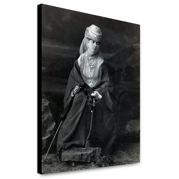 Canvas Print: Turkish Woman, Full-Length Portrait, Seated, Facing Front, Holding