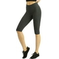 thumbnail image 3 of Women's Knee Length Cotton 21 Inch Outseam Shorts W/High Waistband Activewear/Leggings, Charcoal Grey-L, 1 Pack, 3 of 4