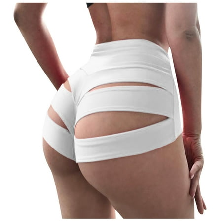 

BIZIZA Women Panties Hollow Out Sexy Control Briefs Bandage High Waisted Plus Size Underpants White XXXL