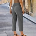 thumbnail image 4 of Staron Women's Spring Casual Pants Straight Leg Ankle-Length Linen Cotton Trousers with Lace-Up Tie Waist Solid Color Relaxed Comfy Travel, Dark Gray 4XL, 4 of 7