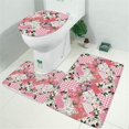thumbnail image 2 of Pioneer Flower Floral Print Pattern Bathroom Rugs Sets 3 Piece,Toilet Cover Set,Absorbent Non Slip Bathroom Mats Sets with U-Shaped Contour Rug Toilet Rug Set, 2 of 5