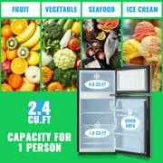 DEMULLER 2.4 Cu.ft Mini Refrigerator Small Fridge with Freezer Double Door Fridge Black New