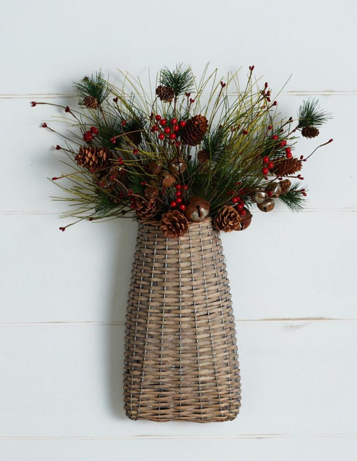 16 Country Rustic Brown Willow Woven Decorative Hanging Basket With Handle Walmart Com Walmart Com