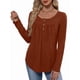 thumbnail image 3 of Camisas de Larga para Mujer, Conjuntos de Otoño, Cuello Redondo, Túnicas Casuales, Blusas de Moda, Ropa de Moda. Marrón Oscuro L, 3 of 6