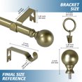 thumbnail image 3 of Urbanest Single Curtain Rod with 16 Clip Rings & Decorative Ball Finials – Classic Metal Window Drapery Rod Set, Heavy-Duty & Adjustable, 5/8" Diameter, 48" to 84", Antique Gold, 3 of 7
