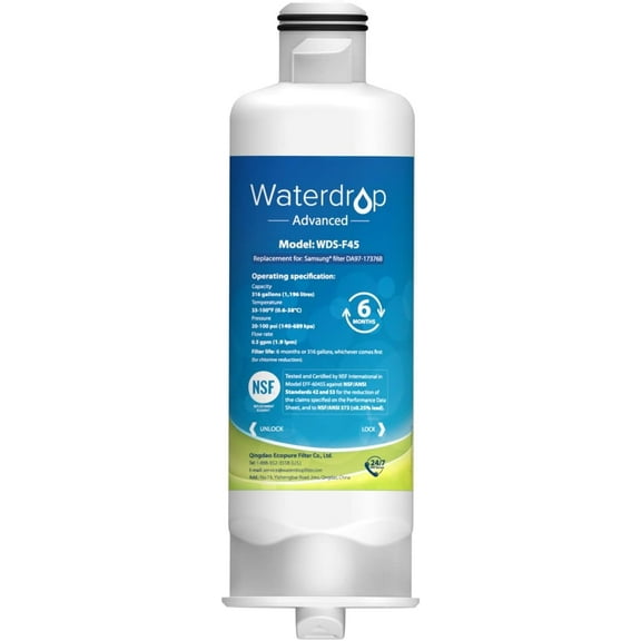 Waterdrop DA97-17376B Replacement for Samsung® HAF-QIN/EXP, DA97-08006C, RF28R7351SG, RF23M8570SR, NSF 53&42 Certified Refrigerator Water Filter, 1 Filters (Package May Vary)