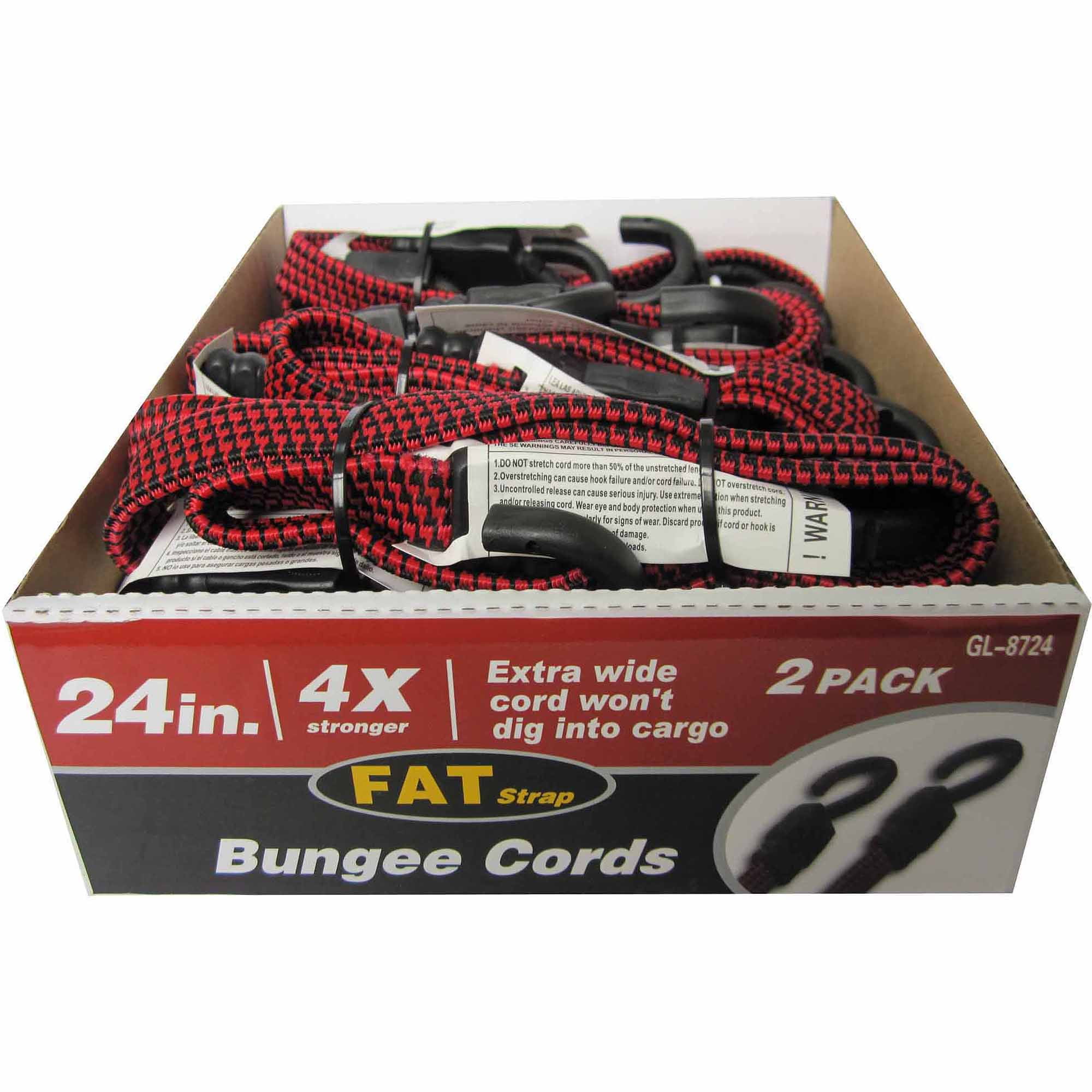 24" Flat Bungee Cord, 2 Pack