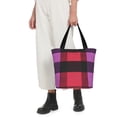 thumbnail image 5 of Ladies Casual One Shoulder Carry Shopping Bag Large Capacity Light 13×11in Used For Shopping Beach Play Travel Shopping Palevioletred Buffalo Plaid Check Tartan Scotland_3, 5 of 8