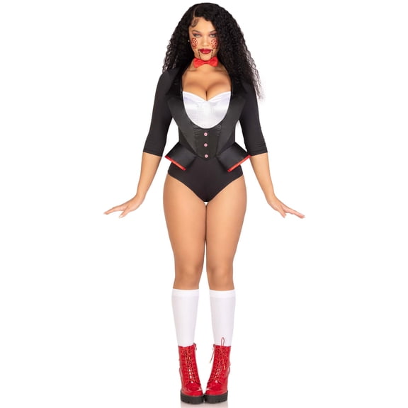 Leg Avenue Women's 2 Pc Pretty Puppet Costume with Tuxedo Bodysuit, Bow Tie