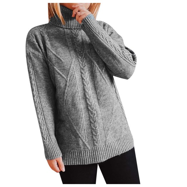 IROINID Chandail à Col Roulé pour Femmes Couleur Unie Loisirs Mi-Longueur Manches Longues Chandail Automne Hauts