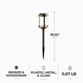 thumbnail image 3 of Fusion Solar Stake Light with Crackle Glass Lens, Bronze/Woodgrain (4 Pack), 3 of 7