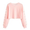 thumbnail image 2 of Uootdi Casual Tops for Women Crewneck Long Sleeve Floral Print Cropped Hem Fall Winter Casual Sweatshirts Gift, 2 of 5