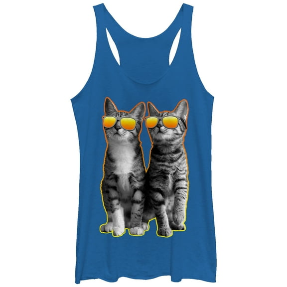 Women's Lost Gods Sunglasses Cats  Racerback Tank Top Royal Blue Heather Medium