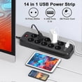 thumbnail image 2 of Power Strip 4000W with 10 Outlets and 4 USB Ports (2.4A), 2M Cord, Power Strip Surge Protector Power Strip for Home Office, 2 of 5