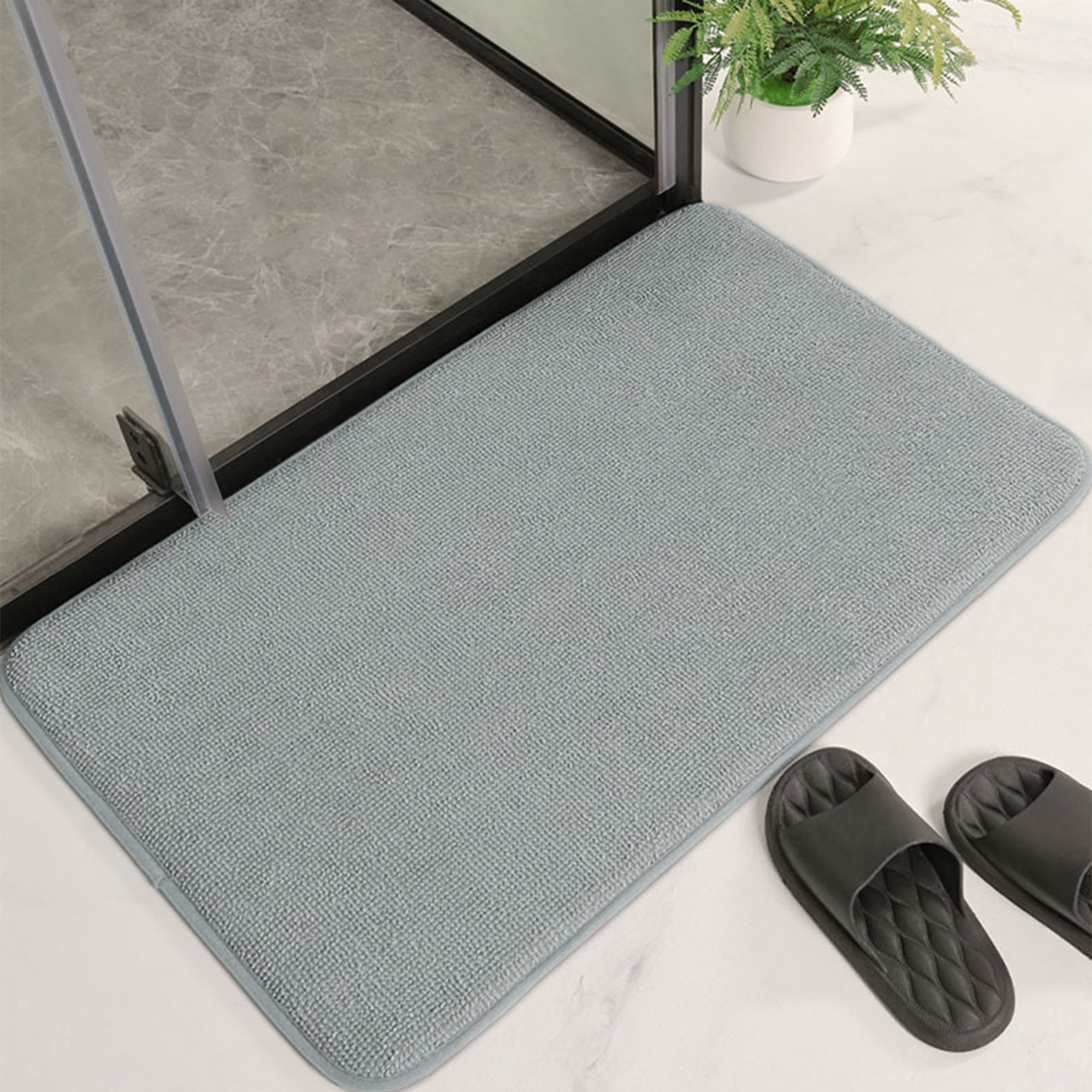 Unique Bargains Bathroom Rug Soft Non Slip Memory Foam Mat Grey 16" x 24"