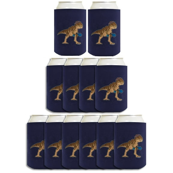 Pickleball Gifts For Men T-Rex Playing Pickleball 12-Pack Can Coolers Coolies