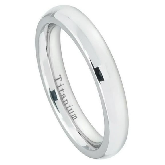 Custom Personalized Engraving Wedding Band Ring Set for Him & Her Titanium Band 4mm White Titanium Classic Domed Ring