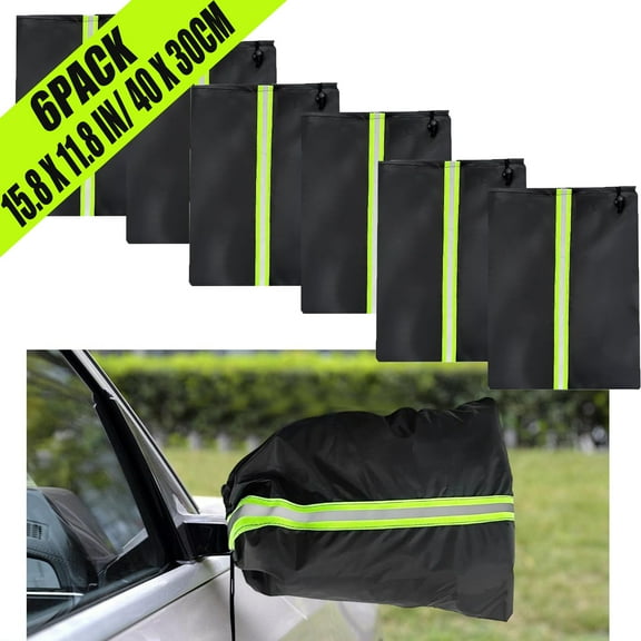 Side Mirror Covers Auto Rearview Protection Cover, 6 Pieces Waterproof Vehicle Side View Mirror Cover Exterior Rear View Accessories Car Mirror Accessories with Drawstrings for Car Vehicle Winter