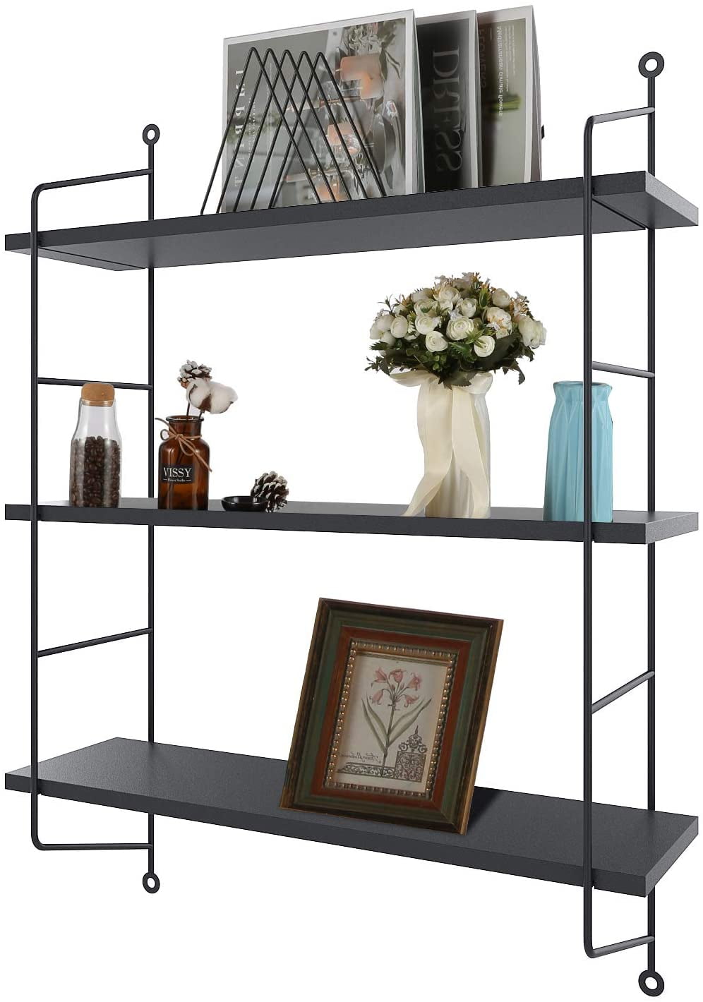 3Tier Industrial Floating Shelves Wall Mounted Display Wall Shelf Storage Rack Wall Rack Holder