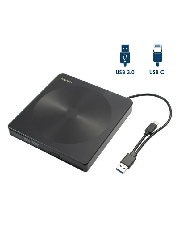 External CD DVD Drive for Laptop, USB 3.0 Type-C Portable CD DVD Player Burner Reader Rewrite Optical Disk for Macbook PC Chromebook Computer