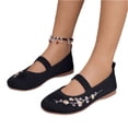 thumbnail image 3 of Domuza Women's Embroidered Mesh Ballet 2026 Comfortable Casual Mary Jane Shoes for Walking Daily Outfits Black 7.5（EU-39）, 3 of 6