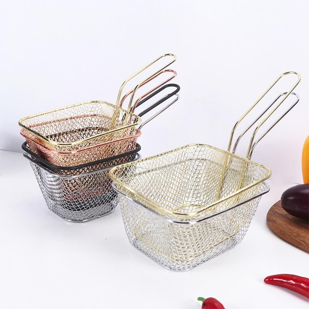 Square Mini Small Fried Basket Gold French Fries Basket Wire Restaurant  Fried Chicken Snack Oil Fried Snack Decoration Basket