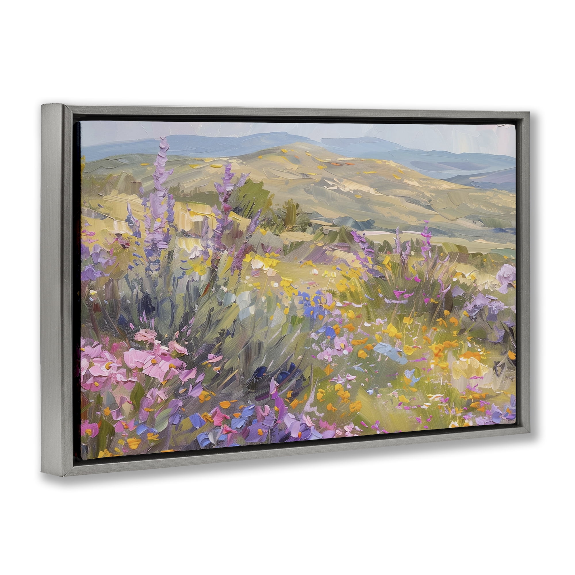 Stupell Industries High Desert Flowers Landscape & Nature Painting Gray Floater Framed Canvas Art Print Wall Art, 25 x 17