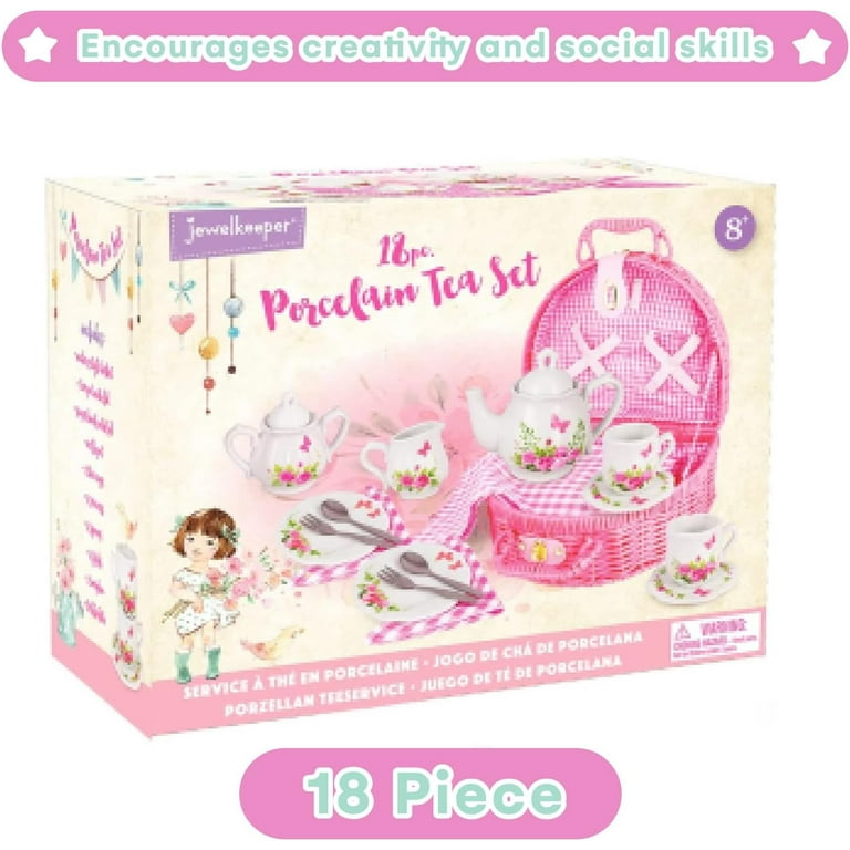 Jewelkeeper Kids Play Tea Party Set - 18-Pc Porcelain Toy with
