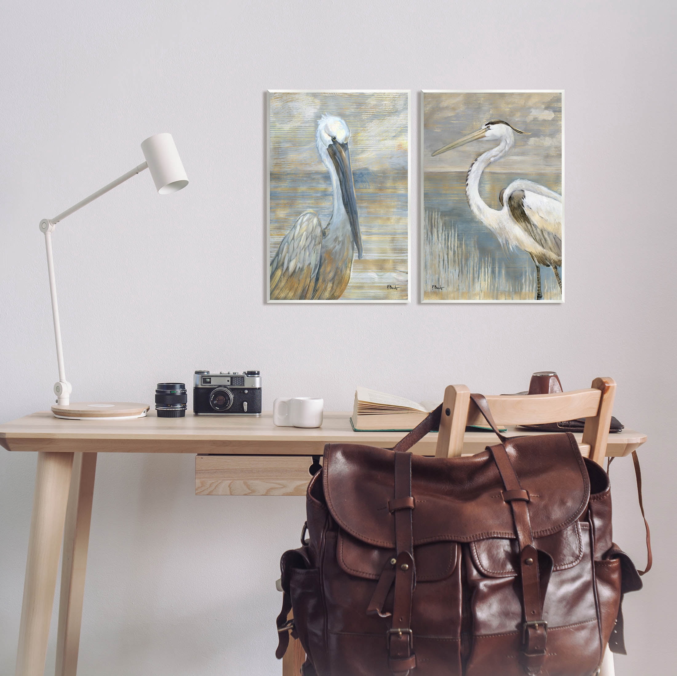 Stupell Industries Sea Birds Abstract Beach Painting Unframed Art Print Wall Art, Set of 2, Design by Paul Brent